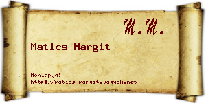 Matics Margit névjegykártya