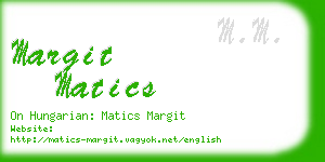 margit matics business card